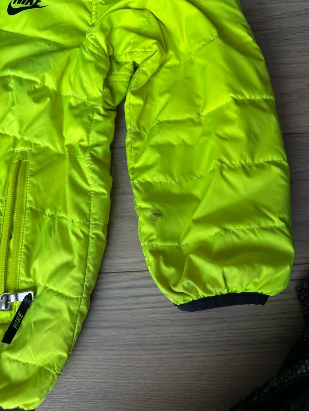 Nike Neon Yellow Kids Hooded Puffer Jacket